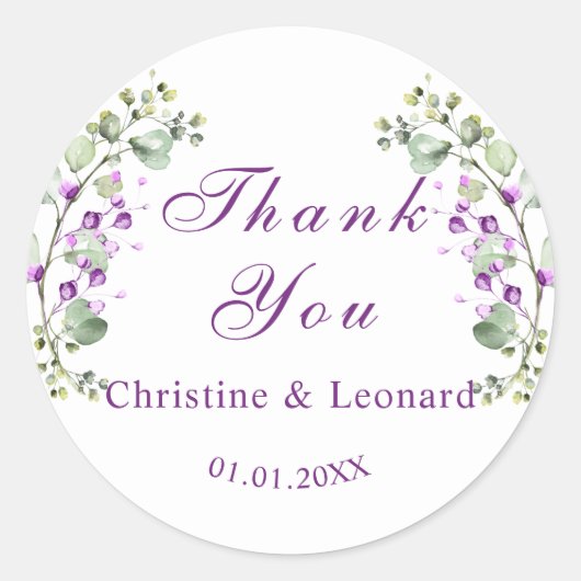 Elegant Lavander Flowers Weddenschap Hartelijk dan Ronde Sticker (Voorkant)