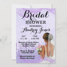 Elegant Lavendar Bridal Shower Invitation Kaart