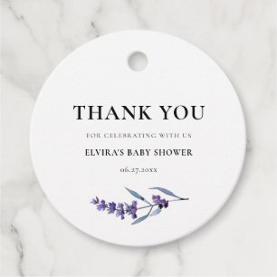 Elegant Lavendel Baby shower Dank u Bedankjes Labels