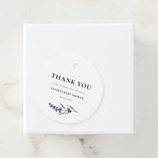 Elegant Lavendel Baby shower Dank u Bedankjes Labels (In situ)