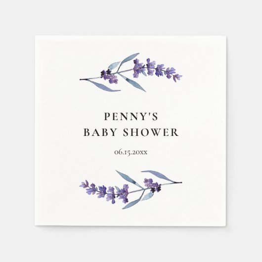 Elegant lavendel Baby shower Servet (Voorkant)