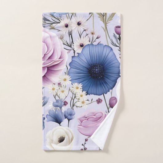 Elegant Lavendel Blauw Wit Bloemtuin Bloemen Bad Handdoek (Handdoek)