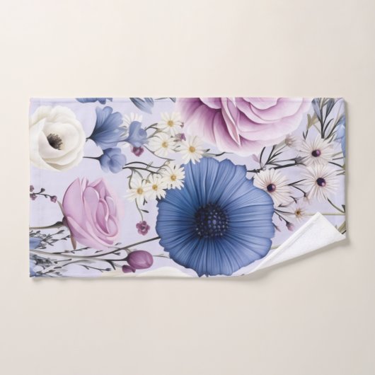 Elegant Lavendel Blauw Wit Bloemtuin Bloemen Bad Handdoek (Handdoek)