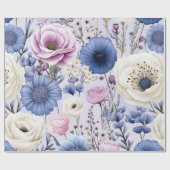 Elegant Lavendel Blauw Wit Bloemtuin Bloemen Cadeaupapier (Vlak)