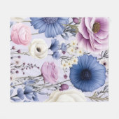 Elegant Lavendel Blauw Wit Bloemtuin Bloemen Fleece Deken (Voorkant (Horizontaal))