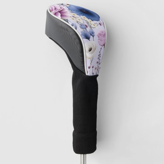 Elegant Lavendel Blauw Wit Bloemtuin Bloemen Golfheadcover (Schuin)