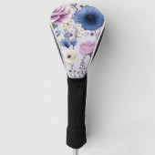Elegant Lavendel Blauw Wit Bloemtuin Bloemen Golfheadcover (Voorkant)