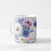 Elegant Lavendel Blauw Wit Bloemtuin Bloemen Koffiemok (Voorkant links)