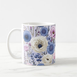 Elegant Lavendel Blauw Wit Bloemtuin Bloemen Koffiemok