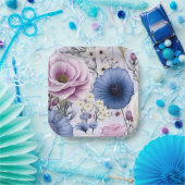 Elegant Lavendel Blauw Wit Bloemtuin Bloemen Papieren Bordje (Feest)