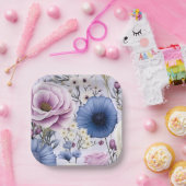 Elegant Lavendel Blauw Wit Bloemtuin Bloemen Papieren Bordje (Feest)