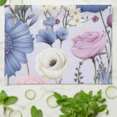 Elegant Lavendel Blauw Wit Bloemtuin Bloemen Theedoek (Gevouwen)