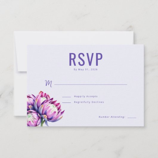 Elegant Lavendel Bloem RSVP Kaartje (Voorkant)