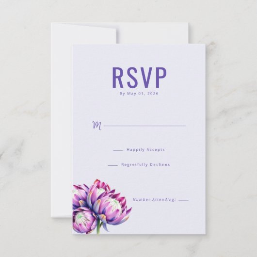Elegant Lavendel Bloem RSVP Kaartje (Voorkant)