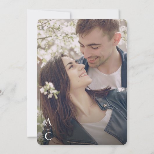 Elegant Lavendel Bloemen Boeket Foto Bruiloft Kaart (Achterkant)