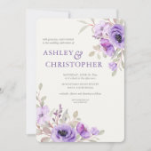 Elegant Lavendel Bloemen Boeket Foto Bruiloft Kaart (Voorkant)