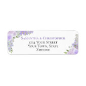 Elegant Lavendel Bloemen Bruiloft Retouradres Etiket (Voorkant)
