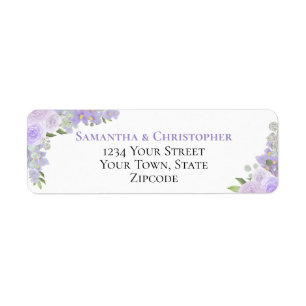 Elegant Lavendel Bloemen Bruiloft Retouradres Etiket