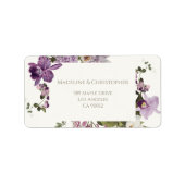 Elegant Lavendel Bloemen Bruiloft Retouradres Etiket (Voorkant)
