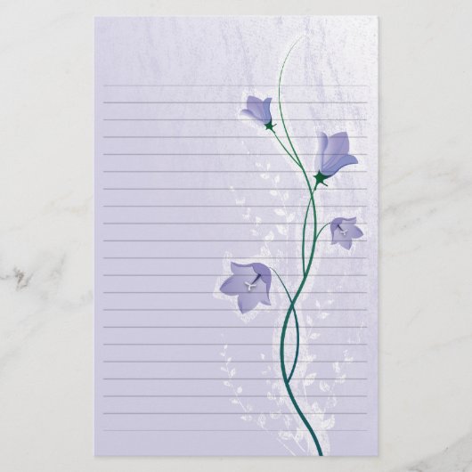 Elegant lavendel bloemig bruiloftspapier met lijnt briefpapier (Voorkant)