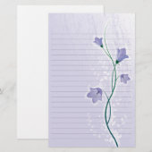 Elegant lavendel bloemig bruiloftspapier met lijnt briefpapier (Voorkant / Achterkant)