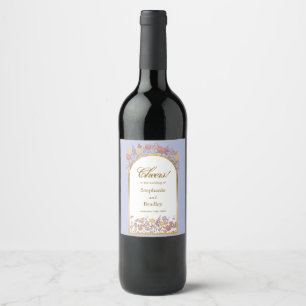 Elegant Lavendel Bloemstuk Proost Trouwreceptie Wijn Etiket