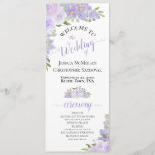 Elegant Lavendel Boho Waterverf Bloemen Bruiloft Programmakaart (Voorkant)