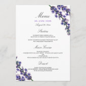 Elegant Lavendel Bruiloft Diner Menu (Voorkant)