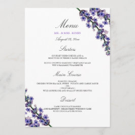 Elegant Lavendel Bruiloft Diner Menu