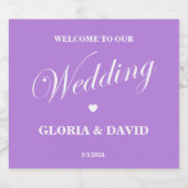 Elegant Lavendel Bruiloft Mousserende Wijn Label Sparkling Wijnetiket (Enkel label)