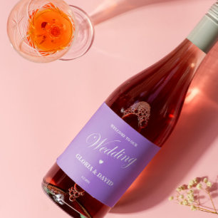 Elegant Lavendel Bruiloft Mousserende Wijn Label Sparkling Wijnetiket