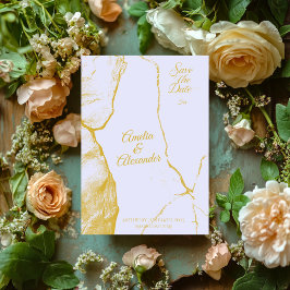 Elegant Lavendel en Goud Marmer Save the Date Kaart