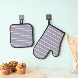 Elegant lavendel en wit gestreept patroon ovenwant & pannenlap set