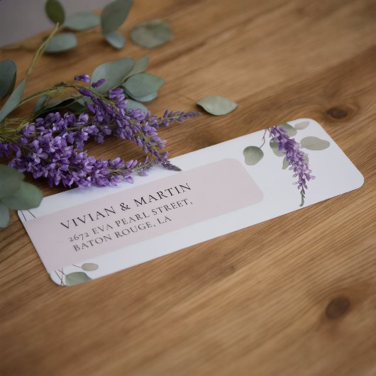 Elegant Lavendel Eucalyptus Bladeren Retouradres Etiket