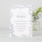 Elegant Lavendel Floral Leaf Vrijgezellenfeest Kaart (Staand voorkant)