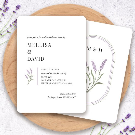 Elegant Lavendel Floral repetitie diner Kaart