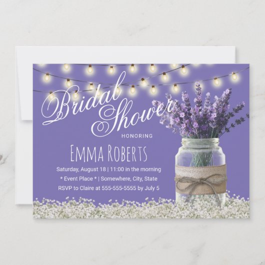 Elegant Lavendel Flowers Mason Jar Vrijgezellenfee Kaart (Voorkant)