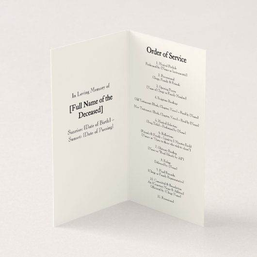 Elegant Lavendel Funeral Order of Service-programm Kaart (Binnen)