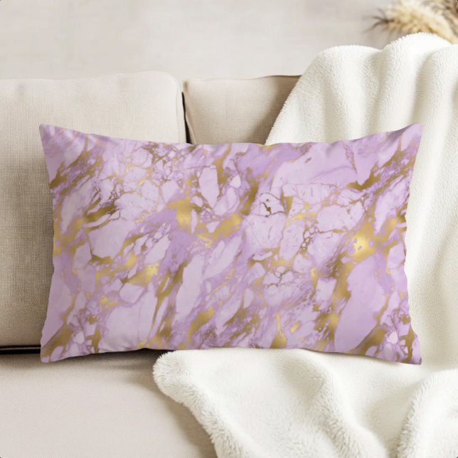 Elegant lavendel goud marmer accent kussen (Creator heeft geüpload)