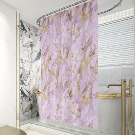 Elegant Lavendel Goud Marmer Douchegordijn