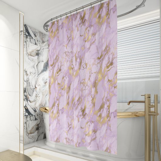Elegant Lavendel Goud Marmer Douchegordijn