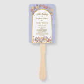 Elegant Lavendel Goud Wildflower Trouwprogramma Handwaaier (Voorkant)