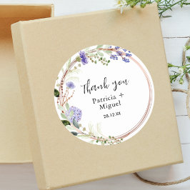 Elegant Lavendel Greenary Wedding Dank u Ronde Sticker
