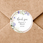 Elegant Lavendel Greenary Wedding Dank u Ronde Sticker
