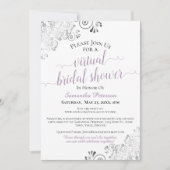 Elegant Lavendel Grijs Wit Virtueel Vrijgezellenfe Kaart (Voorkant)