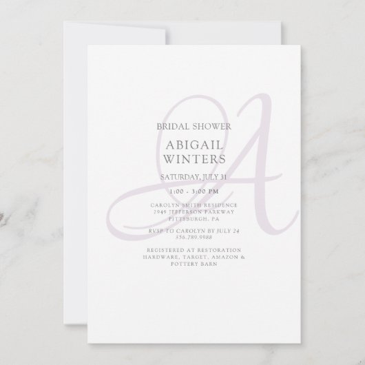 Elegant Lavendel Initiaal Vrijgezellenfeest Kaart (Voorkant)