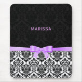 Elegant Lavendel Lint Zwart & Wit Damasks 2 Muismat (Voorkant)