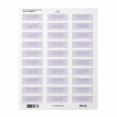 Elegant Lavendel Minimalistisch Etiket (Full Sheet)
