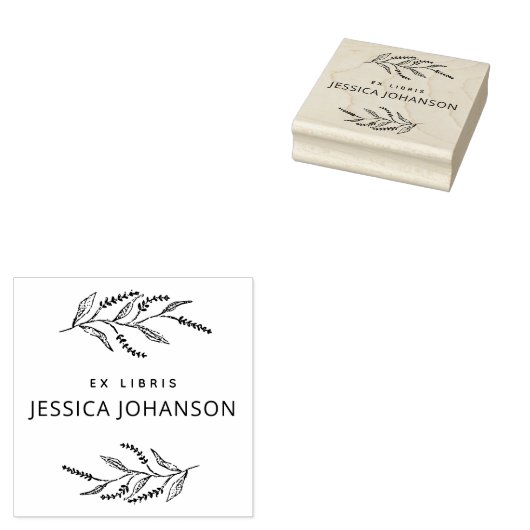 Elegant Lavendel Modern Botanisch Ex Libris Boek Rubberstempel (Gestempeld)