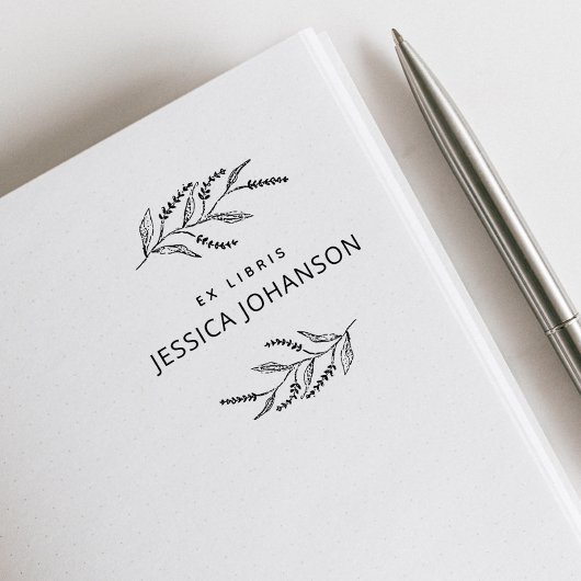 Elegant Lavendel Modern Botanisch Ex Libris Boek Rubberstempel